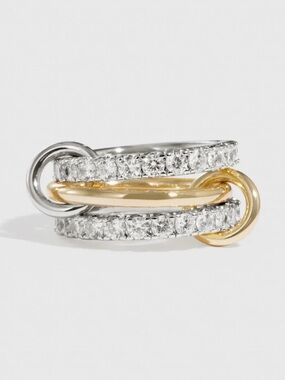 Two-Tone Crystal Link Ring — Gold & Silver NWT